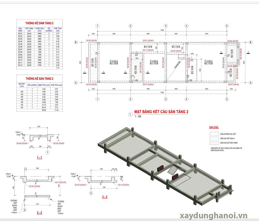 Bản vẽ kết cấu sàn tầng 1
